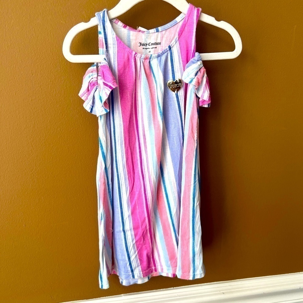Juicy Couture Little Girls Size 2T Stripes Cold Shoulder Dress